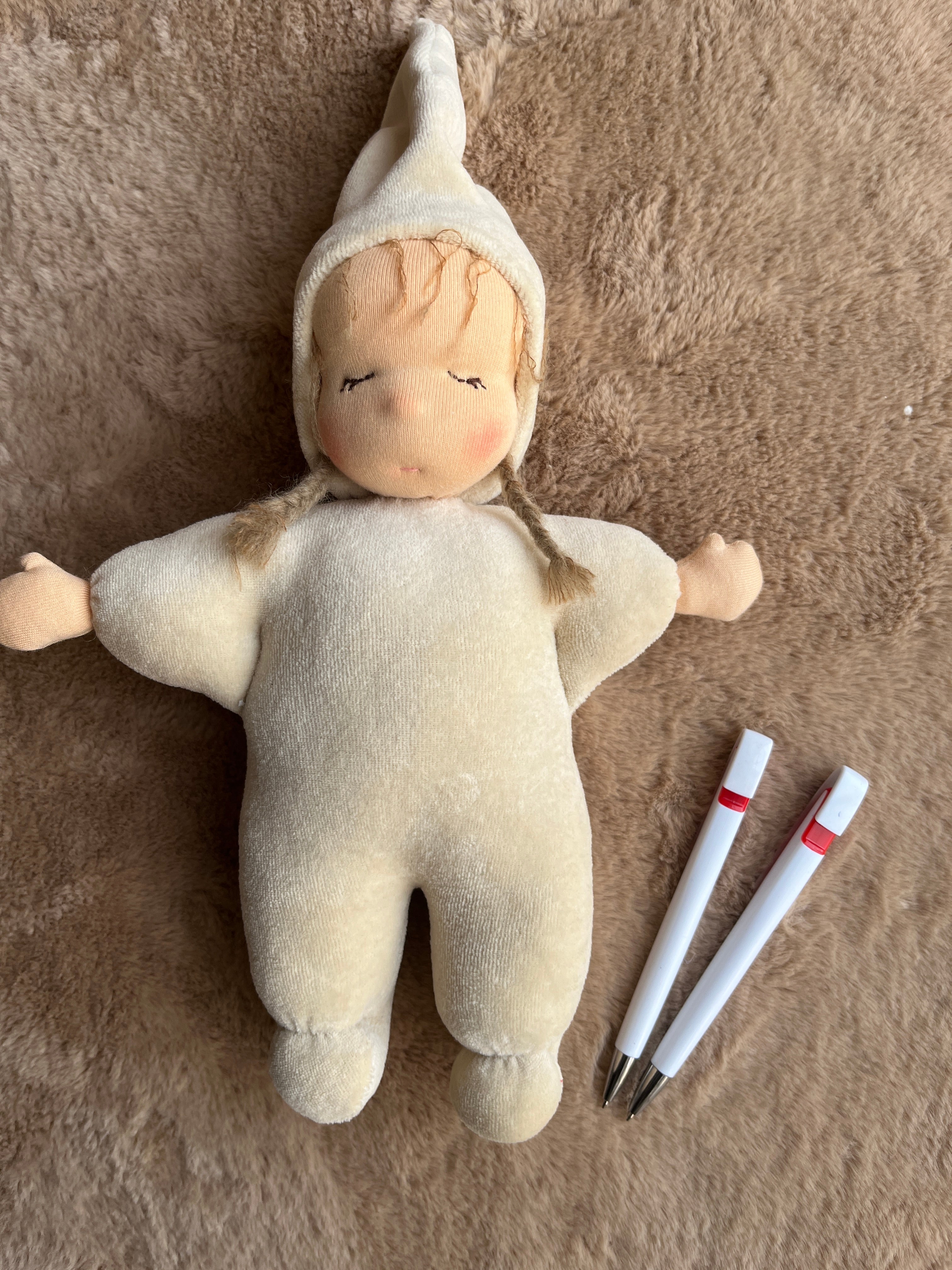 sleeping doll cream color,soft fabric doll,heirloom