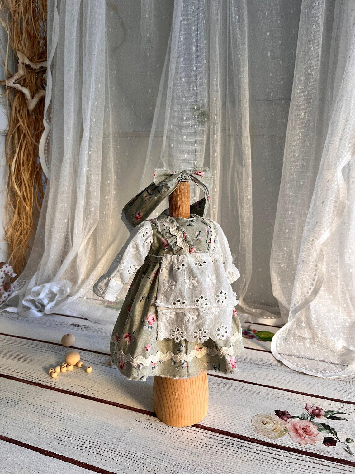 Handmade Waldorf Doll Dress – Organic Cotton Outfit for 14”(35cm) Dolls