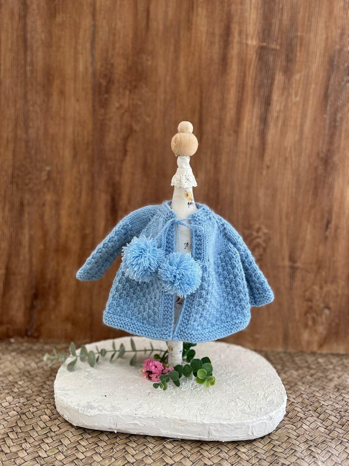 Hand-Knitted Doll Cardigan – Fits 14” (35 cm) Waldorf Dolls