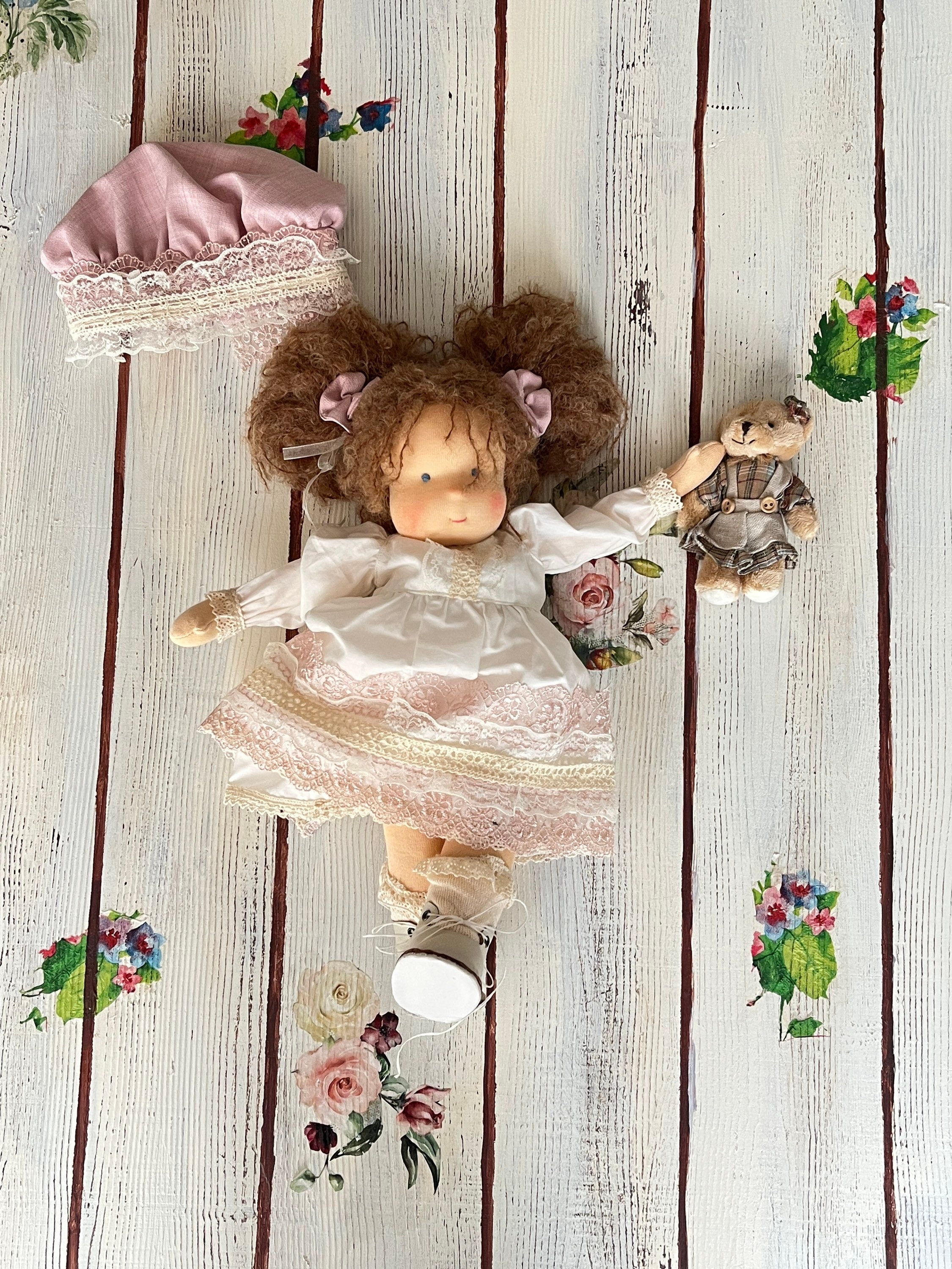 14 inch waldorf doll,organic doll,homemade,art textile,cloth baby