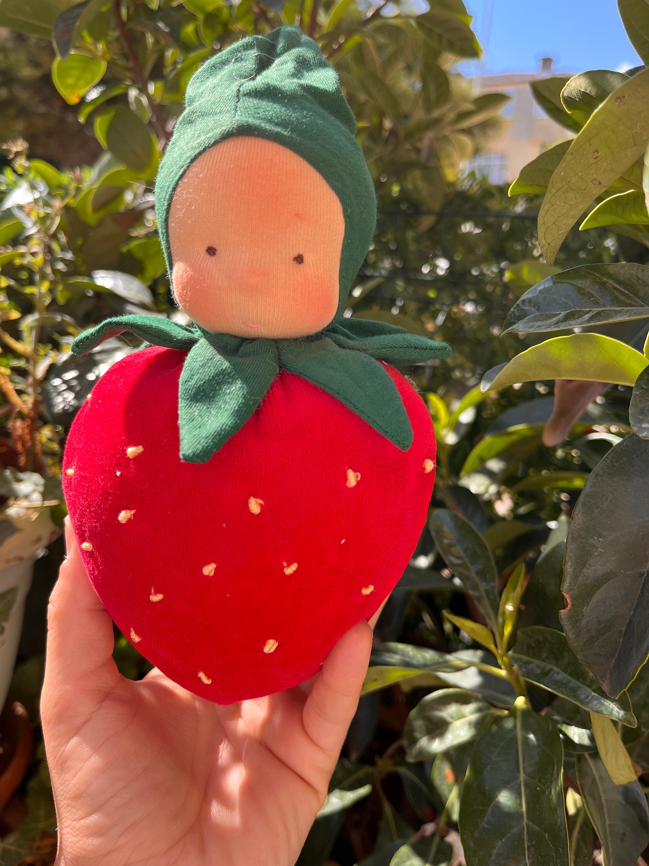 6 inches Strawberry Waldorf toy,homemade doll,organic doll,christmas gift,bambola waldorf