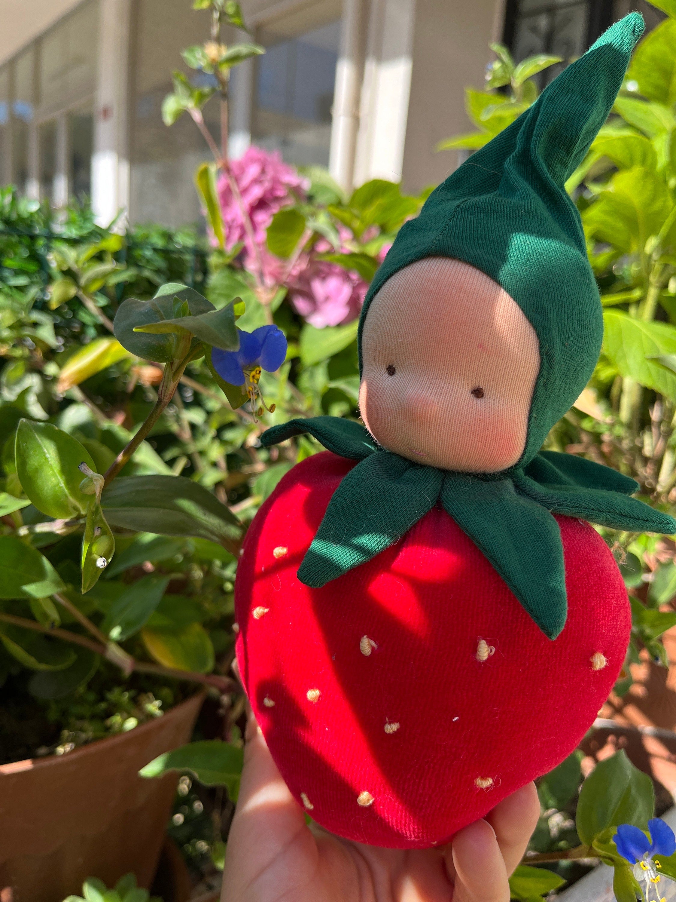 6 inches Strawberry Waldorf toy,homemade doll,organic doll,christmas gift,bambola waldorf