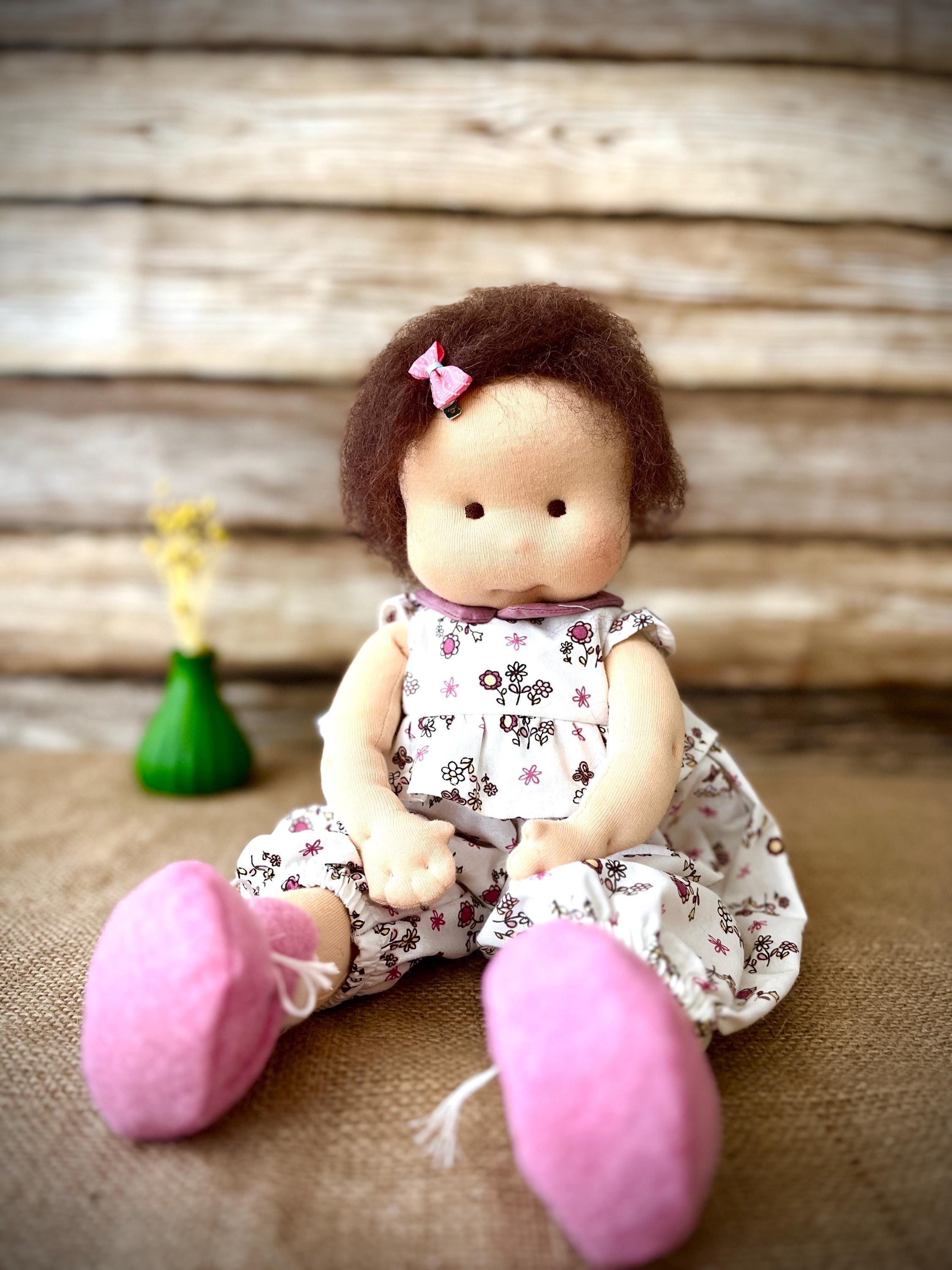 Waldorf girl doll, 22 cm, natural fibers,Steiner, carded good wool, BIO, Waldorf, eco-friendly, handmade