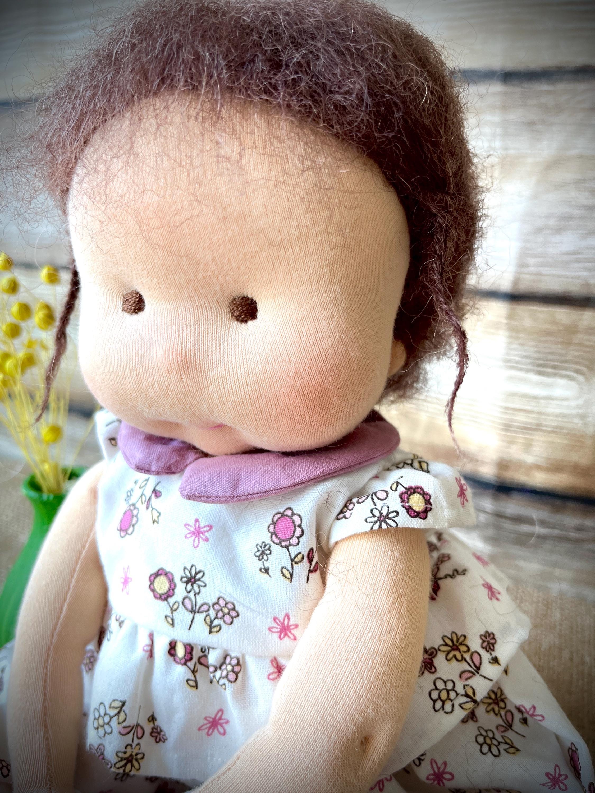 14-Inch Waldorf Sitting Doll, Handmade Organic Cotton & Wool, Soft Plush Toy, Eco-Friendly Baby Gift, Unique Cuddly Friend for Kids